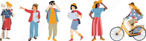 Tourists go sightseeing and take photos in travel