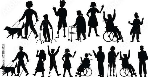 Set of athletic people with disabilities design