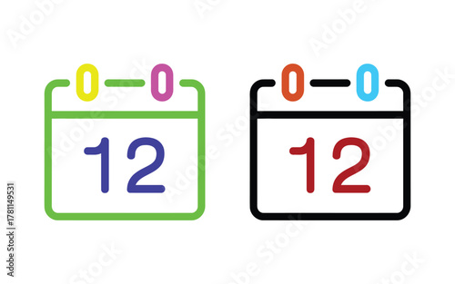 Two simple calendar icons are shown with the number 12 displayed on each.