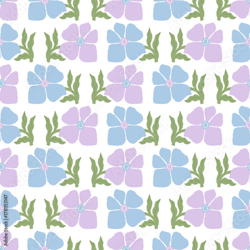 Groovy Floral Seamless Pattern. Folk Flower Background. Organic Ornament Naive Retro. Contemporary Aesthetic