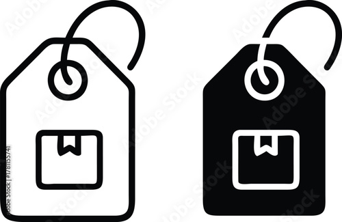 Shipping Label Tag and Parcel Identification Tracking Icon Set or Vector Silhouette. .eps