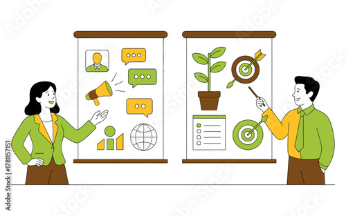 Diverse team collaborating on business strategy and growth with engaging visual aids