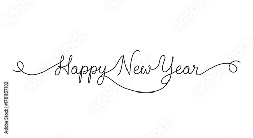 Happy New Year Elegant Script Illustration for Celebrations and Festive Greetings