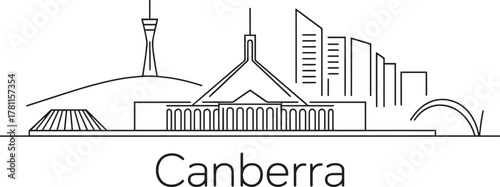 Canberra skyline minimal contour line vector illustration australian capital territory architecture