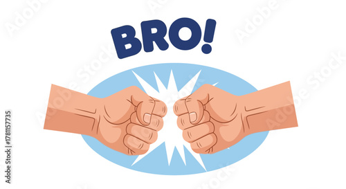 A friendly fist bump between two people as a symbol of greeting, respect, and camaraderie. Modern flat vector cartoon illustration on a white background