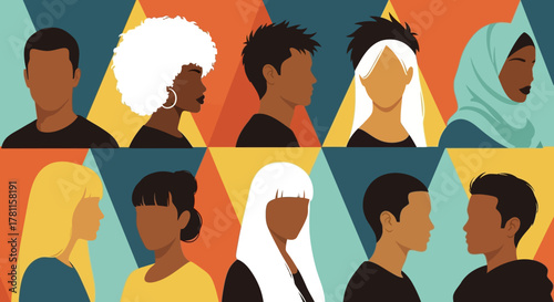 A vibrant illustration depicting a diverse array of individuals from various backgrounds, symbolizing unity, inclusion, and global community in a modern world