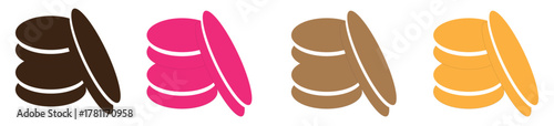 Abstract graphic of four stacks of cookies or macarons in different colors
