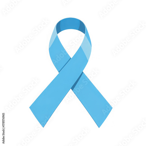 Vector realistic blue satin ribbon - prostate cancer awareness symbol, men's health prevention
