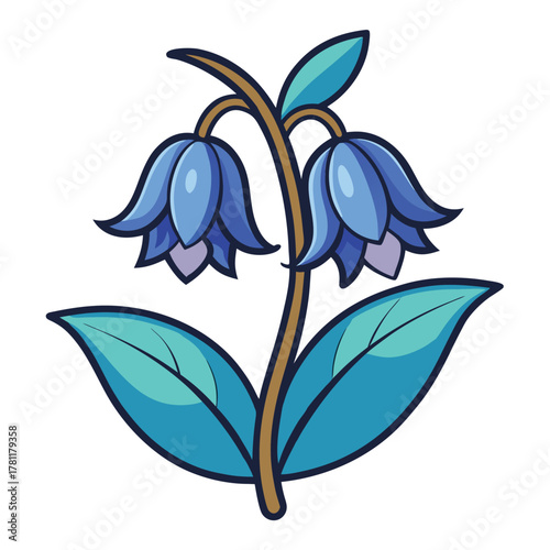 Cartoon bluebell flower drawing vector illustration clip art botanical spring garden plant design image