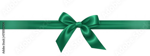 Vector decorative shiny gift dark green ribbon with tied bow design element isolated on white background