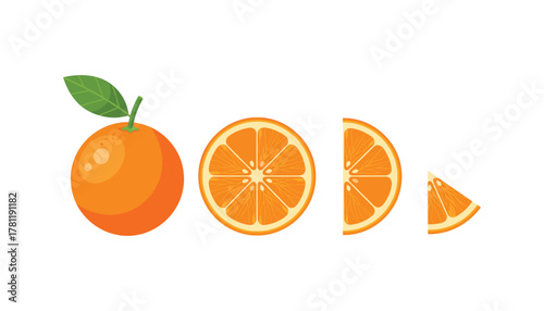 Whole and sliced oranges  juicy citrus fruit concept vector design