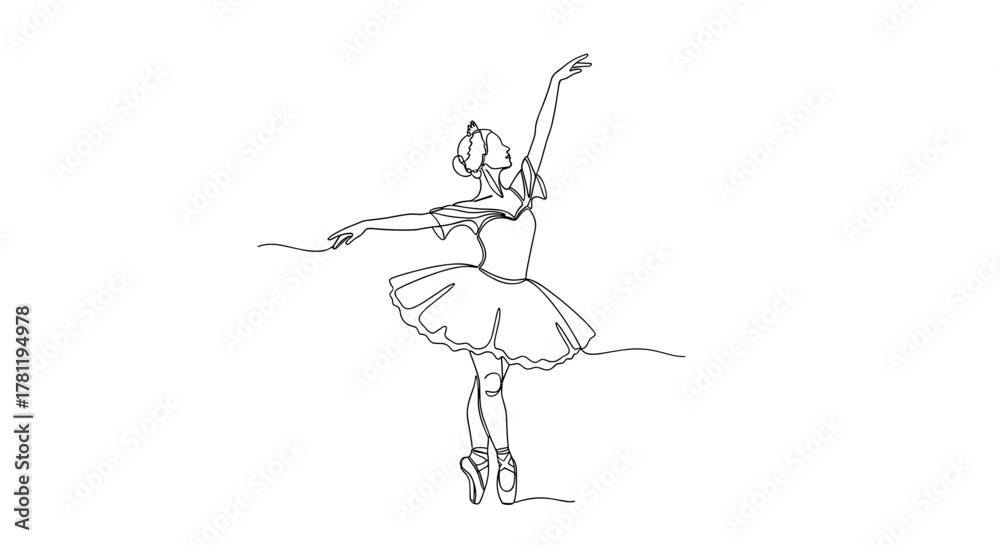 Obraz premium Line drawing of a ballet dancer performing an arabesque pose 