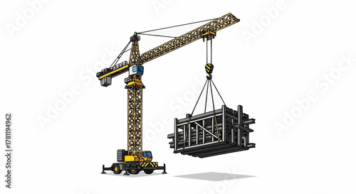 Construction crane lifting a load, a symbol of progress and heavy industry