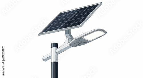 Solar-powered street light generating clean energy in the daytime