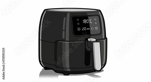 Modern air fryer appliance with a digital display