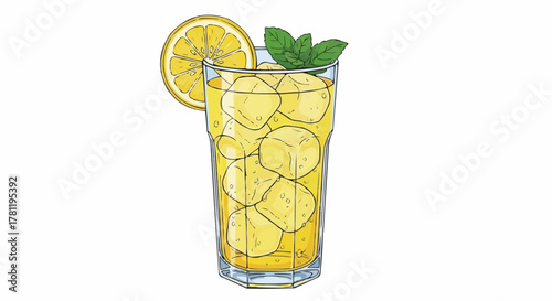 Refreshing summer drink - Lemonade with ice and mint, perfect for a hot day