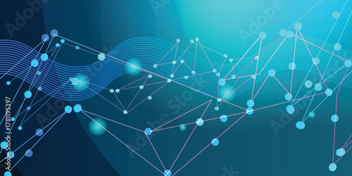 Abstract tech network connection dots. Digital technology and big data analysis background. Luxury background