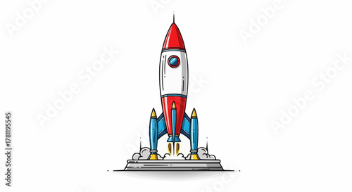 A cartoon rocket ship ready to launch, ascending into the unknown with determination and speed