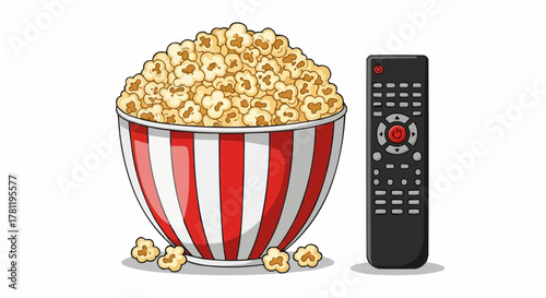 Popcorn and remote control. A classic pairing for a movie night.