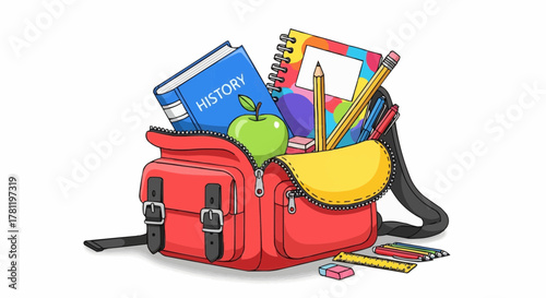 School supplies in the backpack