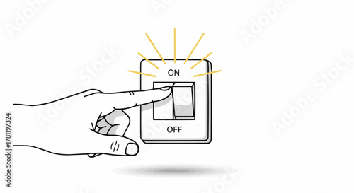 Hand turning on light switch.
