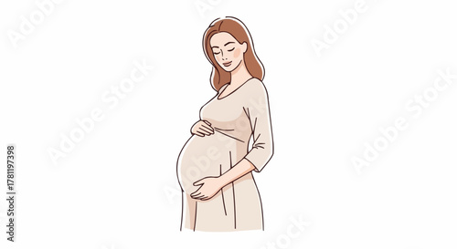 Expecting mother embracing pregnancy.