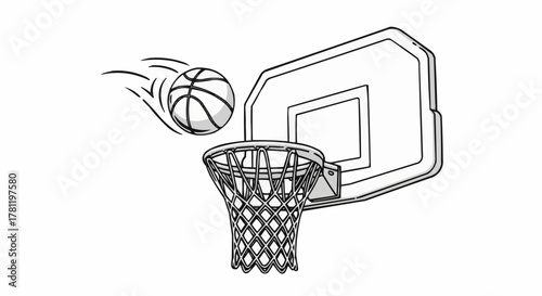 Basketball and backboard.