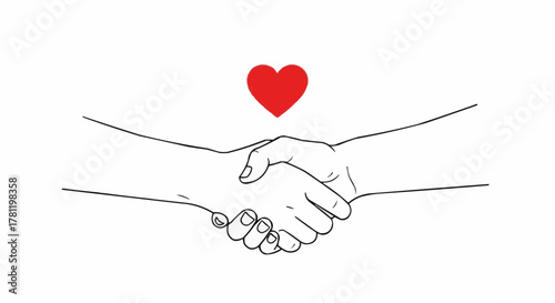 Handshake with heart symbol.