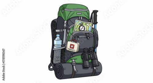 Hiking backpack equipped for adventure
