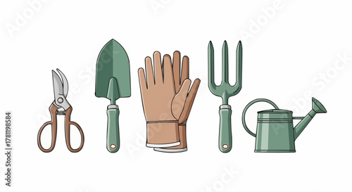 Gardening tools displayed