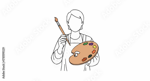 Artist with a brush and palette.
