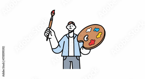 Artist with brush and palette