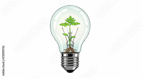 Energy-efficient idea concept with plants.
