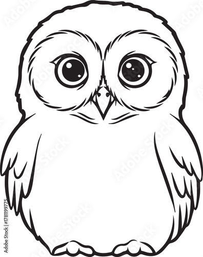 Adorable cartoon owl with big, expressive eyes and a friendly, innocent look