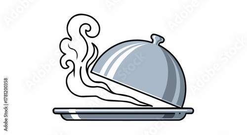 Steaming food platter.
