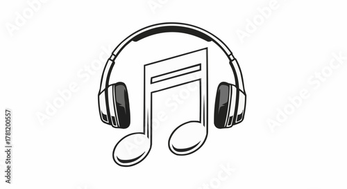 Headphones with musical note.
