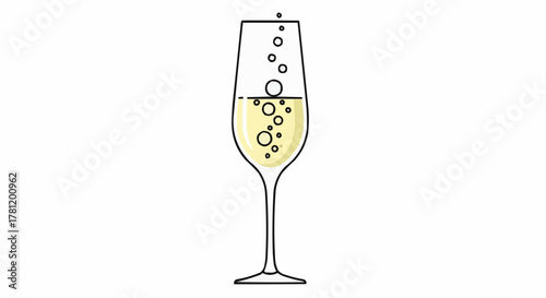 Sparkling champagne in glass.