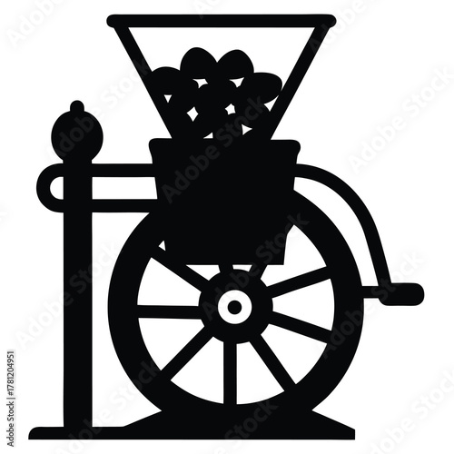 Coffee Grinder Illustration Vintage Mill Tool Bean Machine Silhouette Manual Equipment