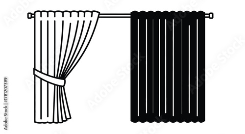 Elegant Window Treatments A Minimalist Illustration of Curtains, Drapes, and Interior Design