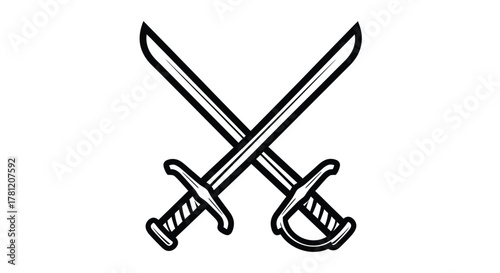 Two crossed swords in a battle or duel, symbolizing combat, war, or a historical duel