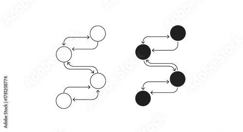 Conceptual diagram depicting a sequential process or data flow with interconnected nodes and directional arrows
