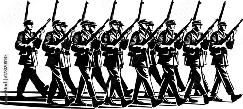 Marching Soldiers Silhouette Illustration