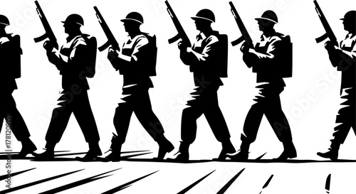 Marching Soldiers Silhouette Illustration