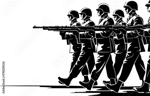 Marching Soldiers Silhouette Illustration