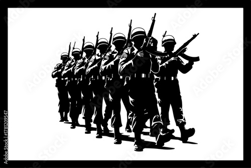 Marching Soldiers Silhouette Illustration