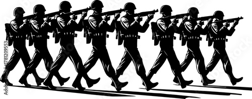 Marching Soldiers Silhouette Illustration