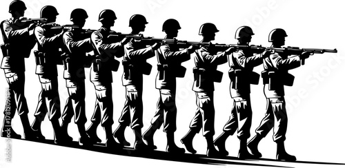 Marching Soldiers Silhouette Illustration