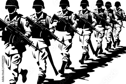 Marching Soldiers Silhouette Illustration