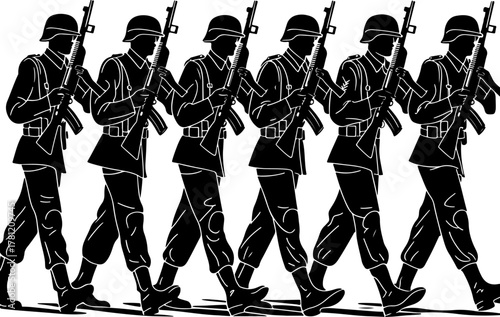 Marching Soldiers Silhouette Illustration