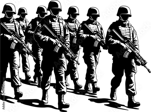 Marching Soldiers Silhouette Illustration